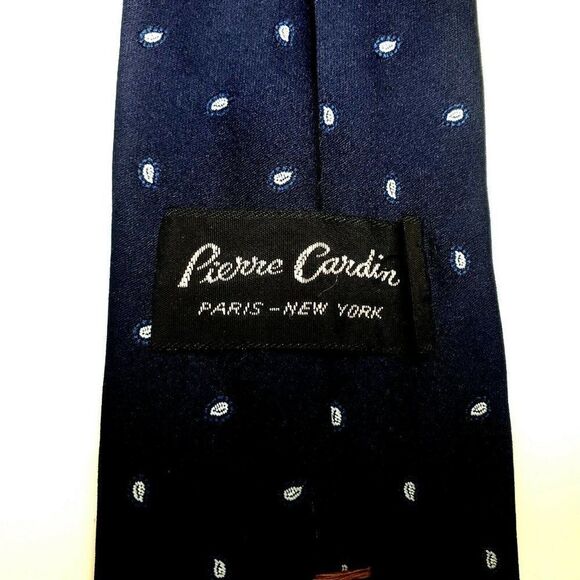 Pierre Cardin Silk Tie Blue Woven Paisley Geometri - Picture 3 of 5